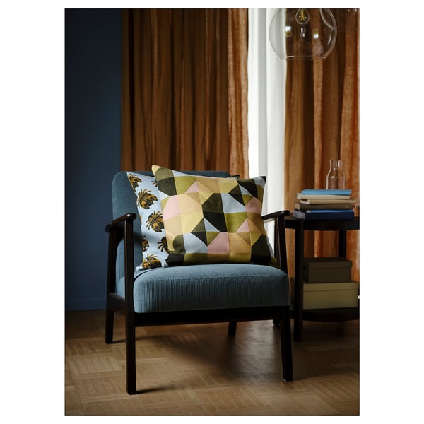 EKENÄSET armchair, Kelinge grey-turquoise, 64x76x78 cm