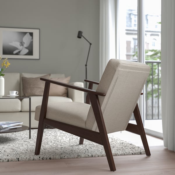 EKENÄSET armchair, Kilanda light beige, 64x76x78 cm
