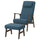 EKENÄSET high-back armchair and footstool, walnut effect/Axvall dark grey-blue