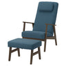 EKENÄSET high-back armchair and footstool, walnut effect/Axvall dark grey-blue