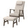 EKENÄSET high-back armchair and footstool, walnut effect/Kilanda light beige