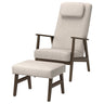 EKENÄSET high-back armchair and footstool, walnut effect/Kilanda light beige