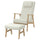 EKENÄSET high-back armchair and footstool, oak effect/Axvall off-white