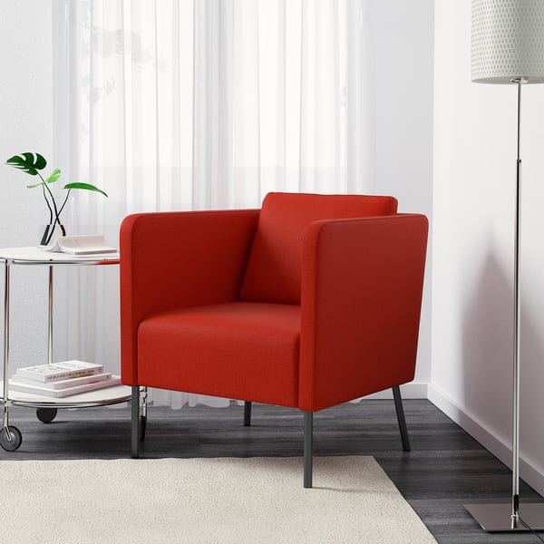 EKERÖ armchair, Skiftebo orange, 57x75x73 cm