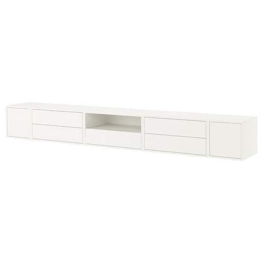EKET - Media storage combination, white/with doors, 280x35x35 cm