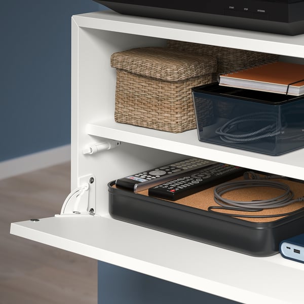 EKET media storage combination, white/with doors, 280x35x35 cm