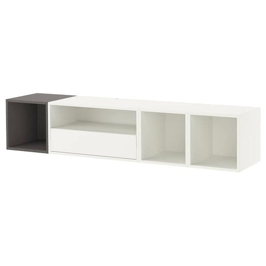 EKET - Media storage combination, white/dark grey, 175x35x35 cm