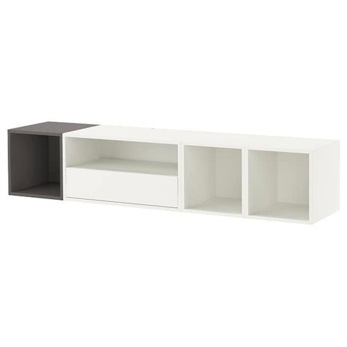 EKET - Media storage combination, white/dark grey, 175x35x35 cm