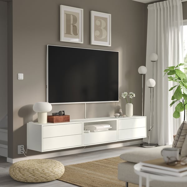 EKET media storage combination, white, 210x35x35 cm