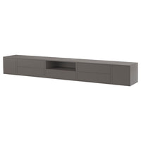 EKET media storage combination, dark grey/with doors, 280x35x35 cm
