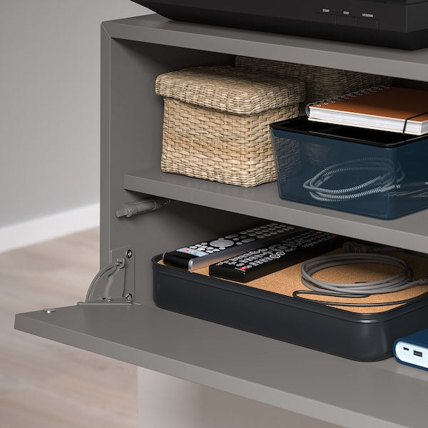 EKET media storage combination, dark grey/clear glass, 210x35x35 cm