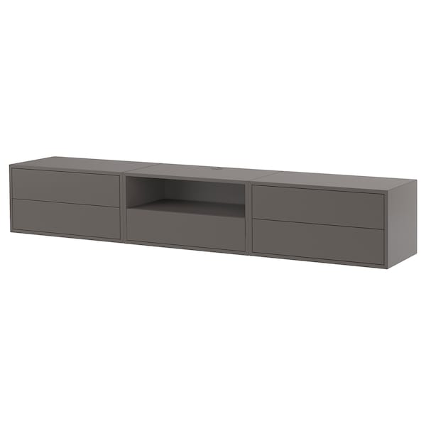 EKET media storage combination, dark grey, 210x35x35 cm