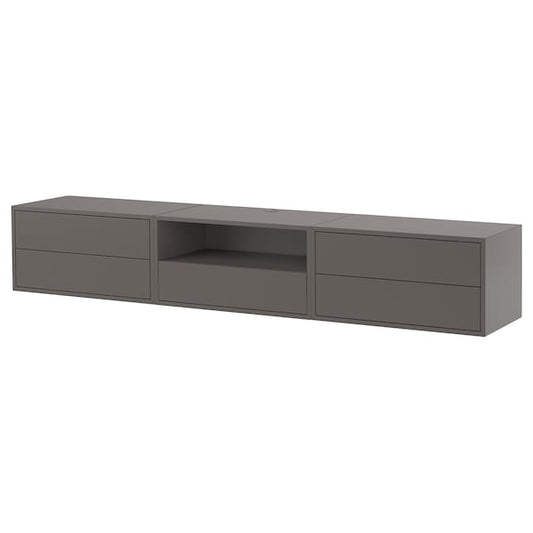 EKET - Media storage combination, dark grey, 210x35x35 cm