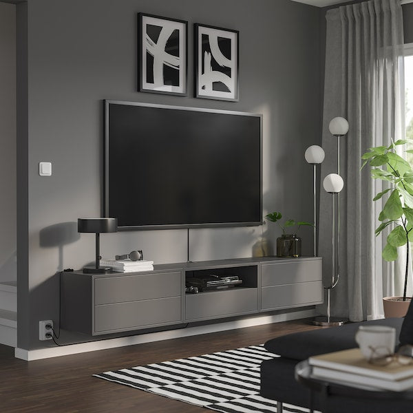 EKET - Media storage combination, dark grey, 210x35x35 cm