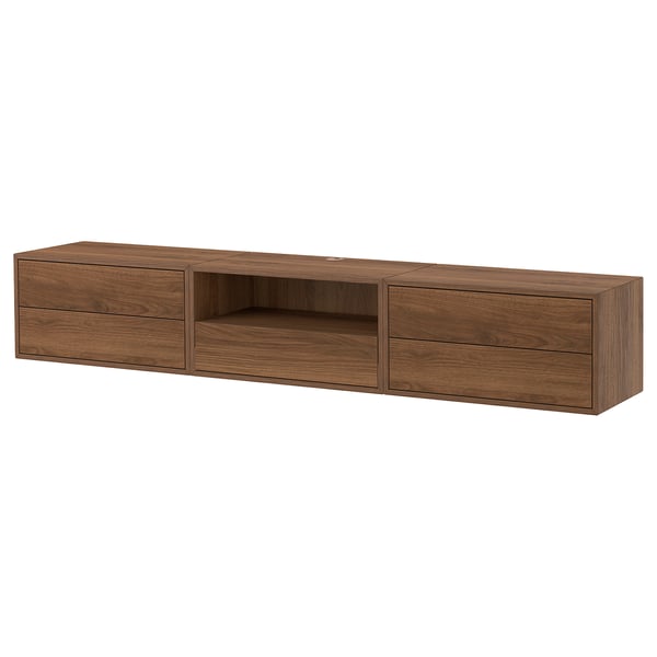 EKET media storage combination, brown/walnut effect, 210x35x35 cm