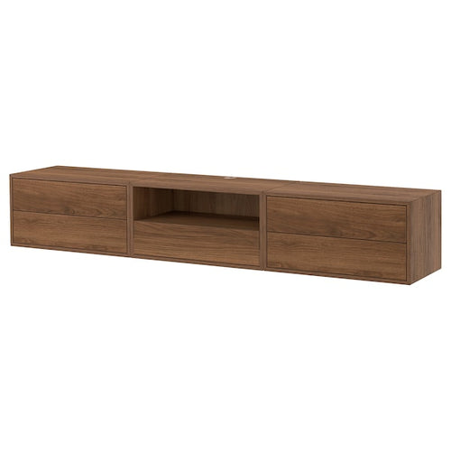 EKET - Media storage combination, brown/walnut effect, 210x35x35 cm