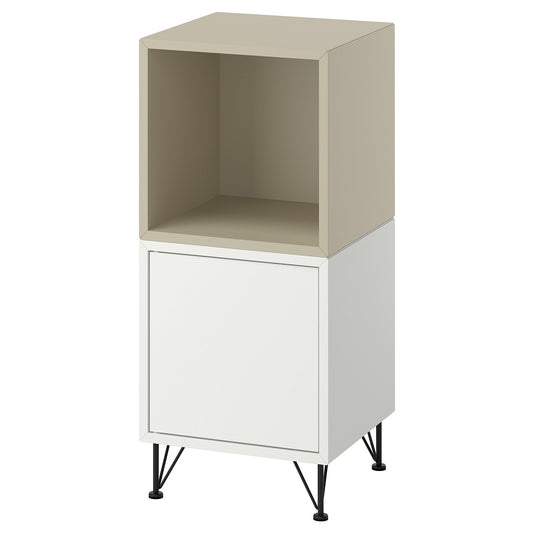 EKET cabinet combination with legs, white beige/metal black, 70x35 cm