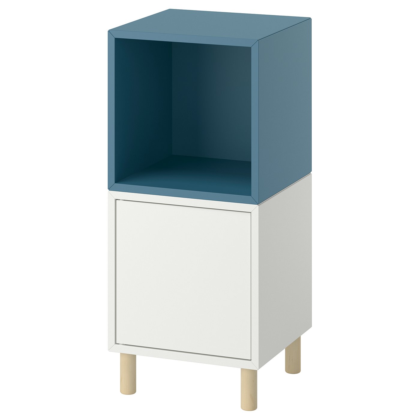 EKET cabinet combination with legs, white dark grey-blue/wood, 70x35 cm
