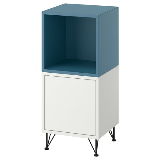 EKET cabinet combination with legs, white dark grey-blue/metal black, 70x35 cm