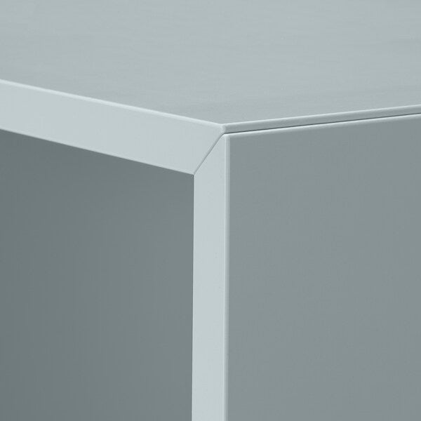 EKET - Cabinet combination with legs, white light grey-blue/wood, 35x35x80 cm