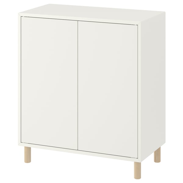 EKET cabinet combination with legs, white/wood, 70x35x80 cm
