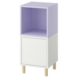 EKET cabinet combination with legs, white pale lilac/wood, 35x35x80 cm