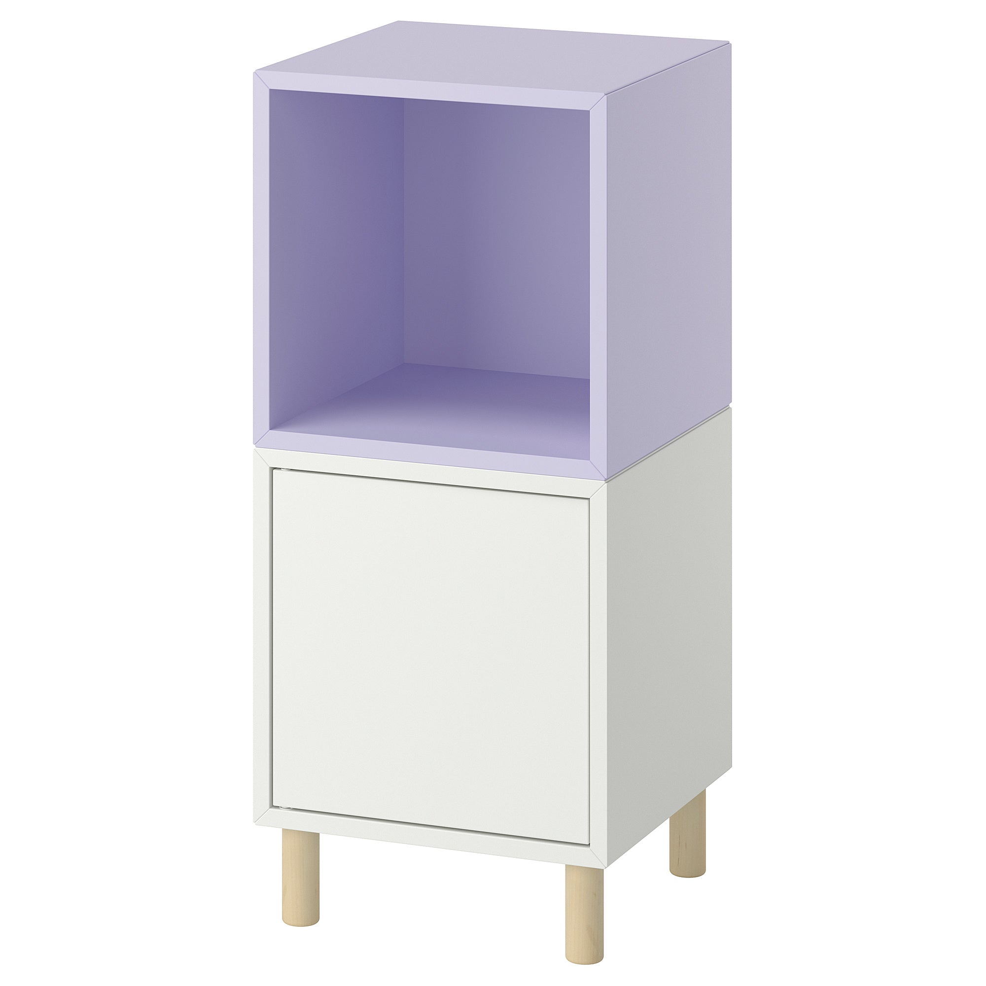 EKET cabinet combination with legs, white pale lilac/wood, 35x35x80 cm
