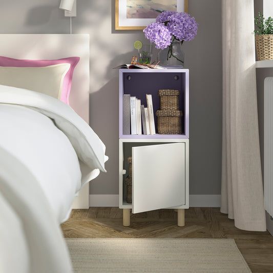 EKET cabinet combination with legs, white pale lilac/wood, 35x35x80 cm