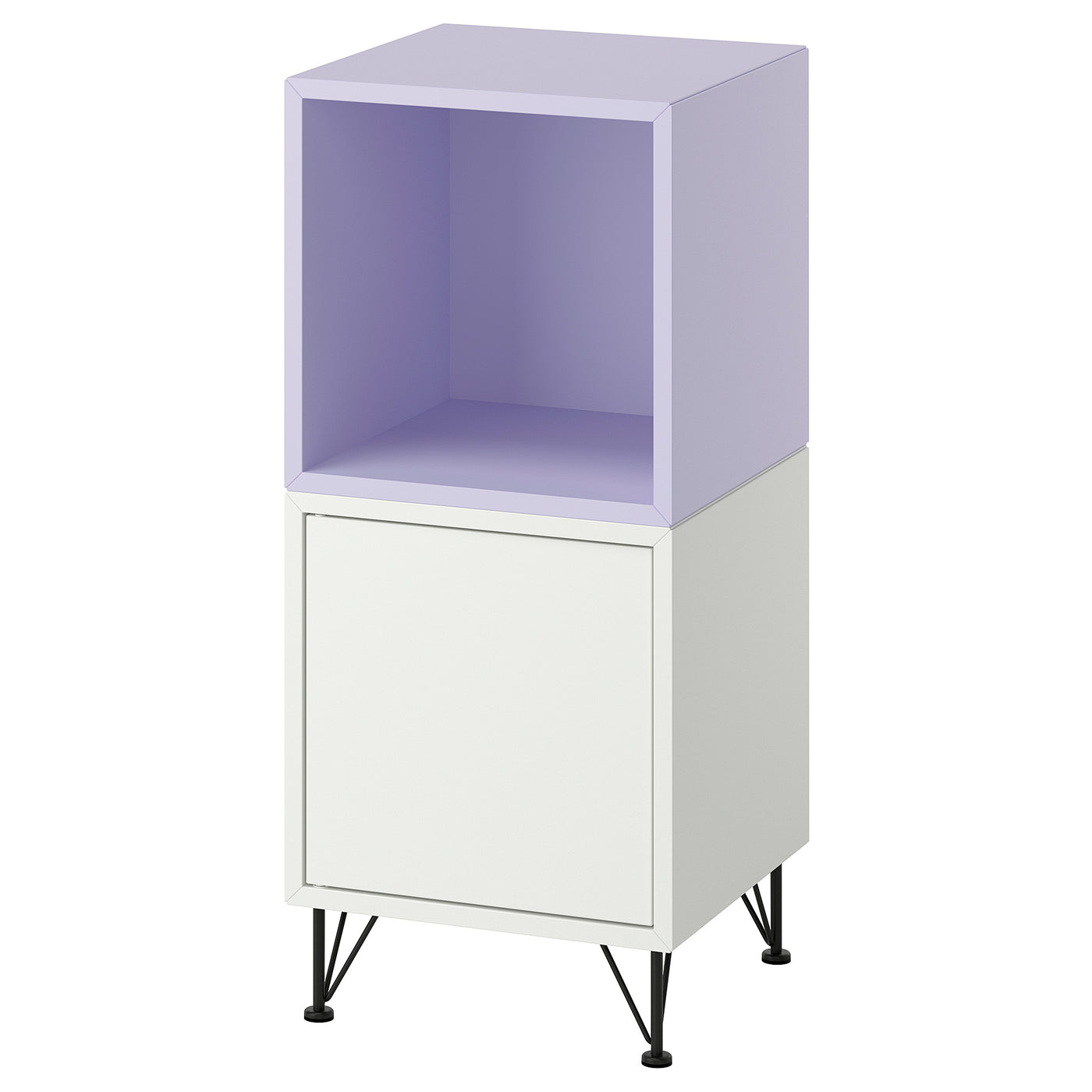 EKET cabinet combination with legs, white pale lilac/metal black, 35x35x80 cm