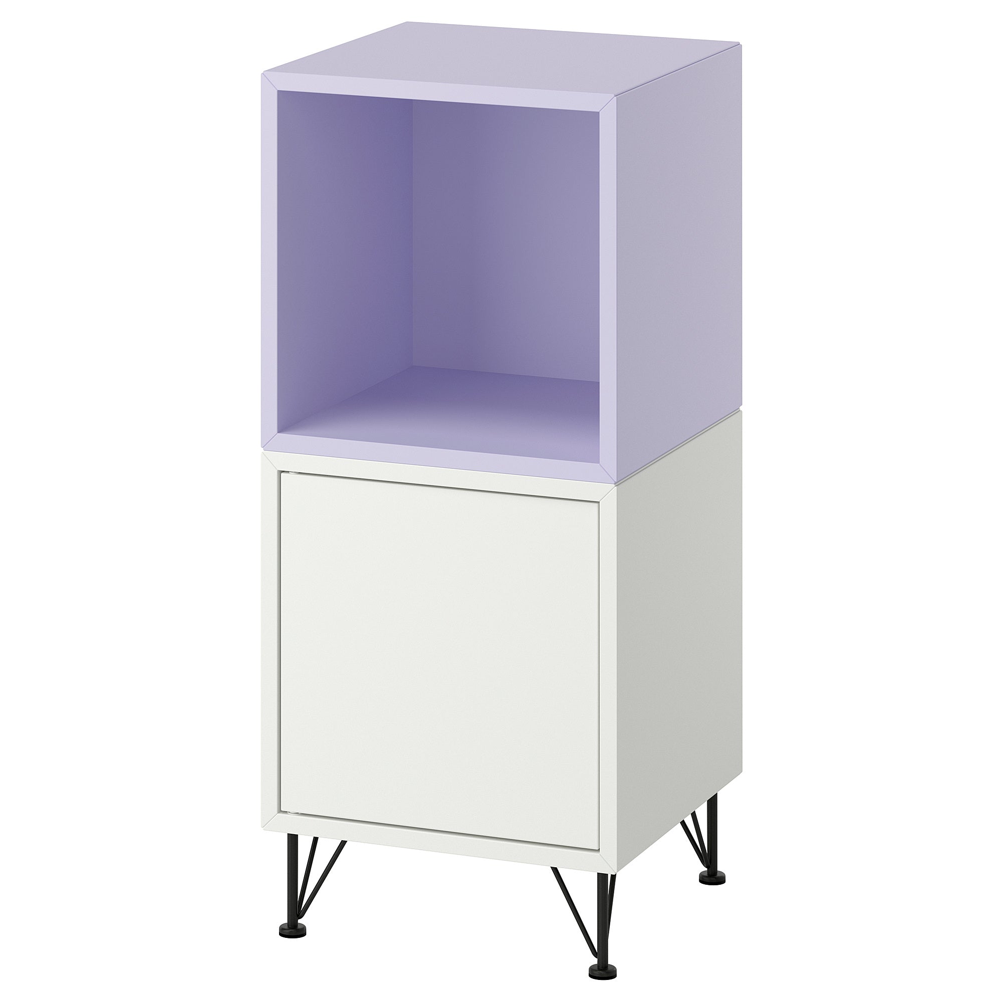 EKET cabinet combination with legs, white pale lilac/metal black, 35x35x80 cm