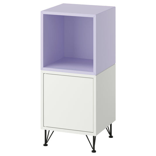 EKET cabinet combination with legs, white pale lilac/metal black, 70x35 cm
