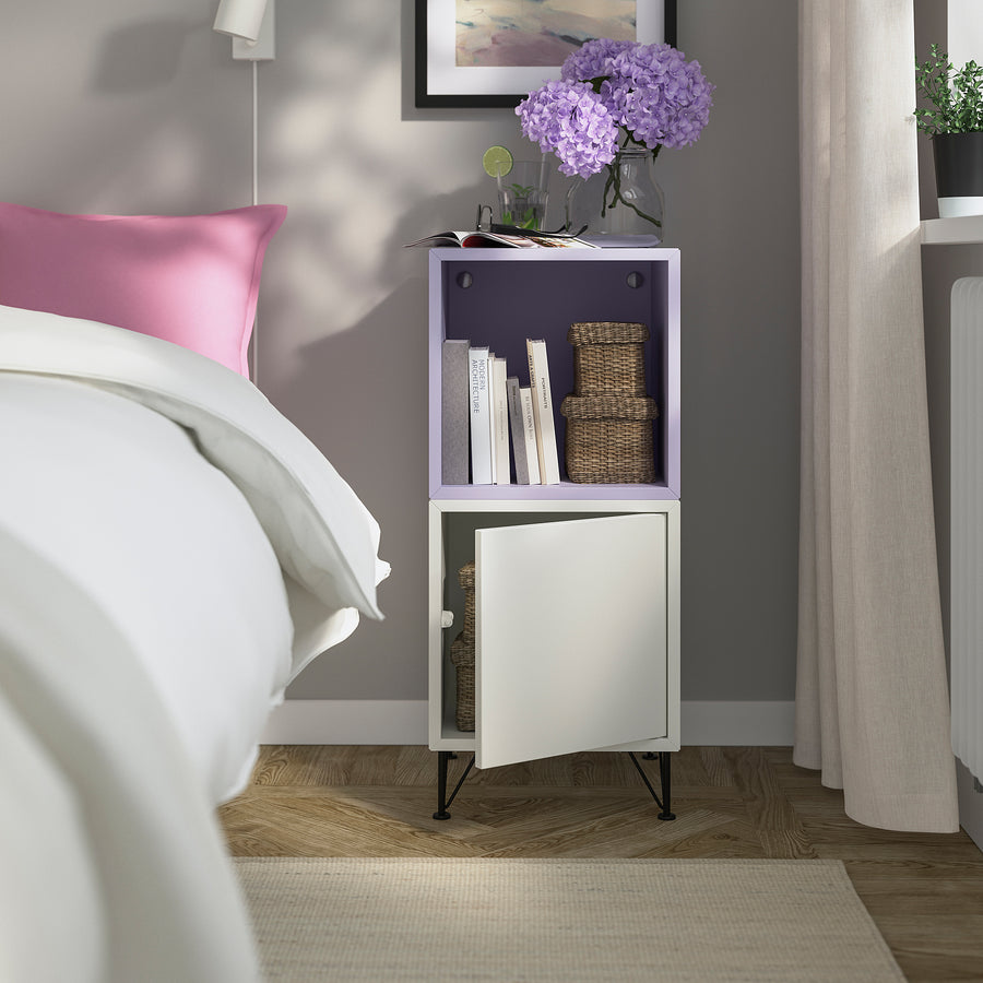 EKET cabinet combination with legs, white pale lilac/metal black, 35x35x80 cm