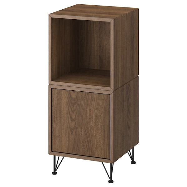 EKET - Cabinet combination with legs, walnut effect/metal black, 35x35x80 cm