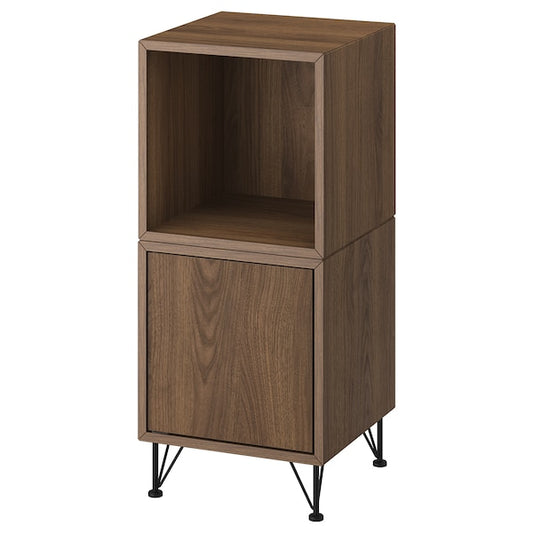 EKET - Cabinet combination with legs, walnut effect/metal black, 35x35x80 cm