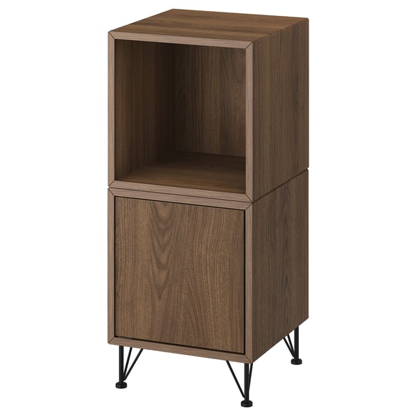 EKET cabinet combination with legs, walnut effect/metal black, 35x35x80 cm