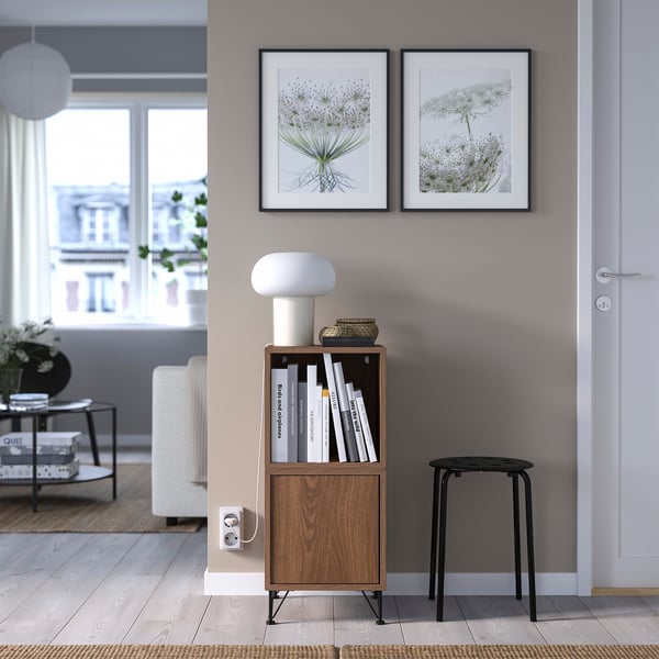 EKET cabinet combination with legs, walnut effect/metal black, 35x35x80 cm