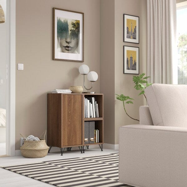 Ikea EKET - Cabinet combination with legs, walnut effect/metal black, 70x35x80 cm