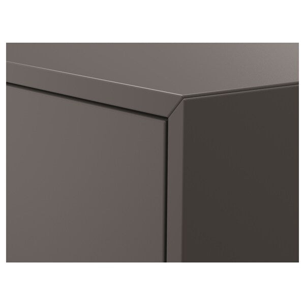 EKET - Cabinet combination with legs, dark grey pale yellow/metal, 35x35x80 cm