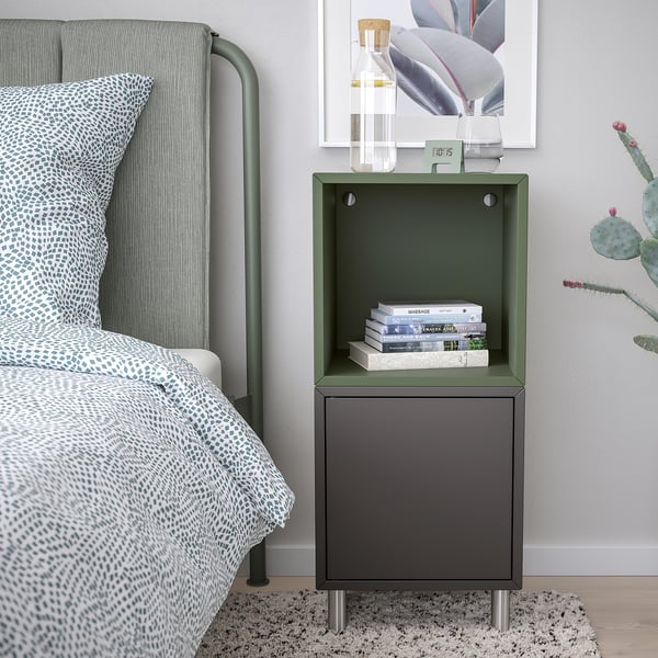 EKET cabinet combination with legs, dark grey grey-green/metal, 35x35x80 cm