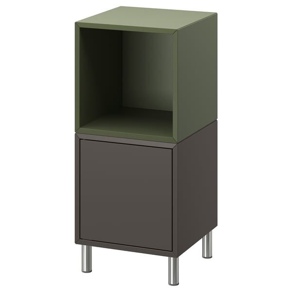 EKET cabinet combination with legs, dark grey grey-green/metal, 35x35x80 cm