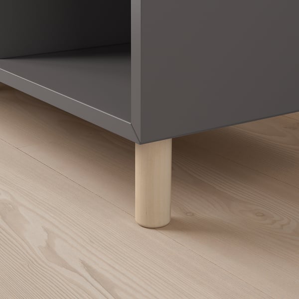 EKET cabinet combination with legs, dark grey/wood, 140x35x80 cm