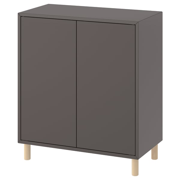 EKET cabinet combination with legs, dark grey/wood, 70x35x80 cm