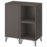 EKET cabinet combination with legs, dark grey/metal black, 70x35x80 cm