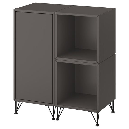 EKET - Cabinet combination with legs, dark grey/metal black, 70x35x80 cm