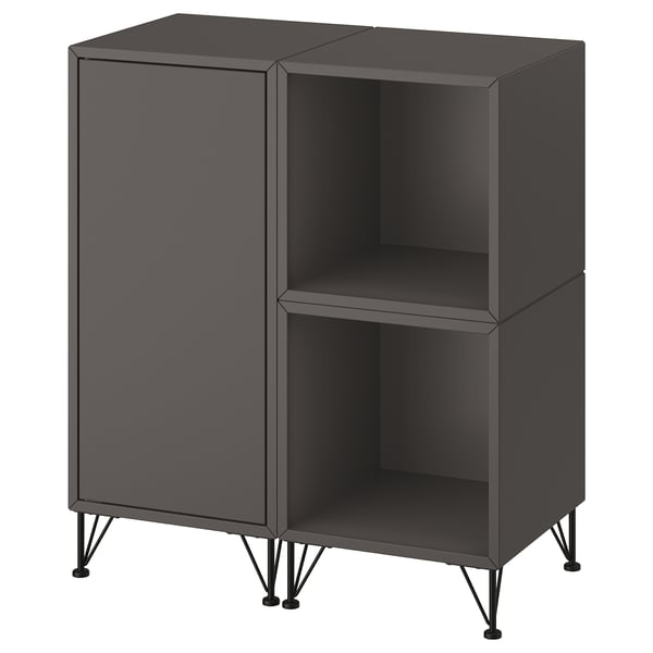EKET cabinet combination with legs, dark grey/metal black, 70x35x80 cm