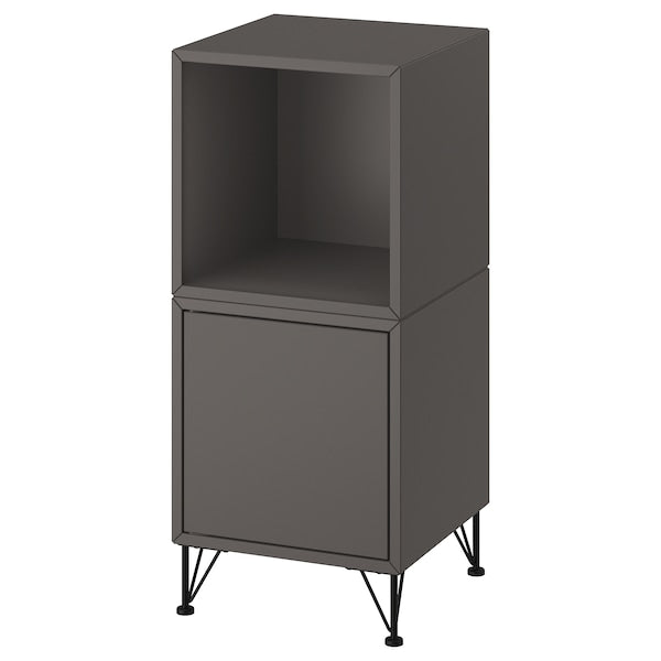 EKET - Cabinet combination with legs, dark grey/metal black, 35x35x80 cm