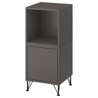 EKET cabinet combination with legs, dark grey/metal black, 35x35x80 cm