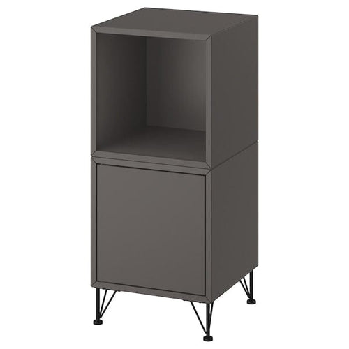 EKET - Cabinet combination with legs, dark grey/metal black, 35x35x80 cm