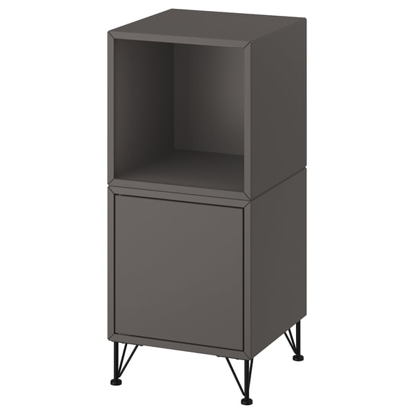 EKET cabinet combination with legs, dark grey/metal black, 35x35x80 cm