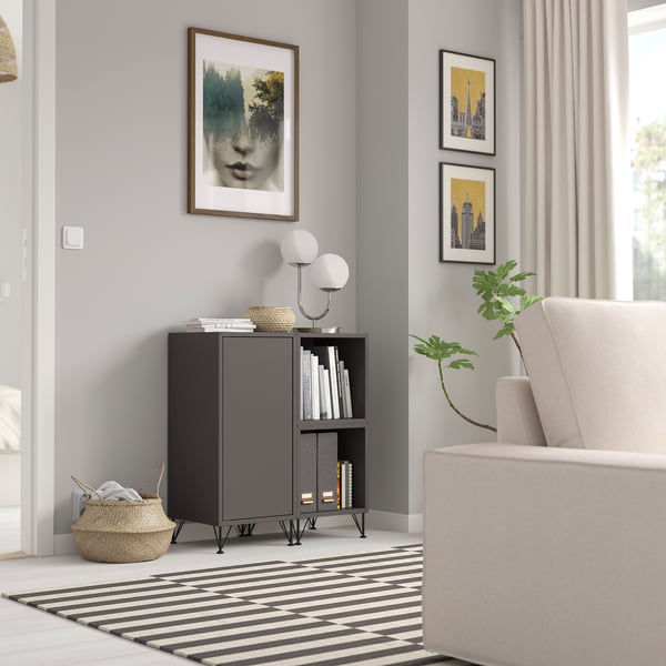 EKET cabinet combination with legs, dark grey/metal black, 70x35x80 cm